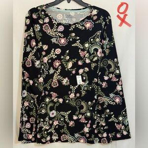 Croft & Barrow Black Floral top